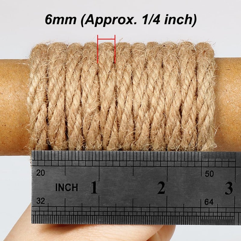 Tenn Well 6mm Jute Rope, 33 Feet Natural Craft Rope Thick Twine for Gardening, Bundling, Decorating, DIY Crafts (Brown) - Image 2